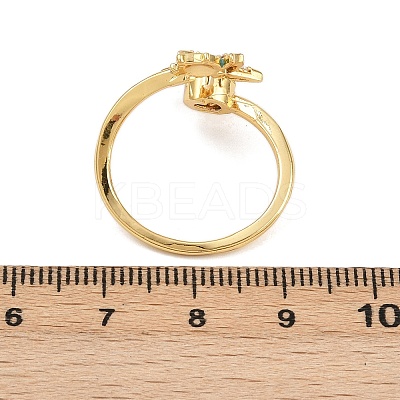 Rotatable Brass Micro Pave Cubic Zirconia Open Rings for Women LS-RJEW-K305-02G-1