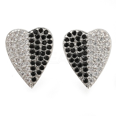 Brass Pave Cubic Zirconia Stud Earrings EJEW-M088-02P-1