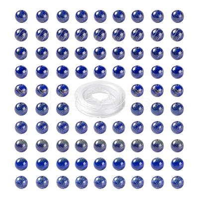 D100Pcs 8mm Natural Lapis Lazuli Round Beads DIY-LS0002-02-1
