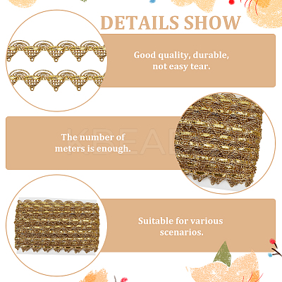 10 Yards Polyester Braided Metallic Lace Trim DIY-WH0491-47B-1