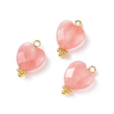 Cherry Quartz Glass Charms PALLOY-JF01863-05-1