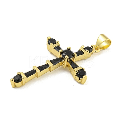 Cross Rack Plating Brass Cubic Zirconia Pendants KK-Z053-13G-02-1