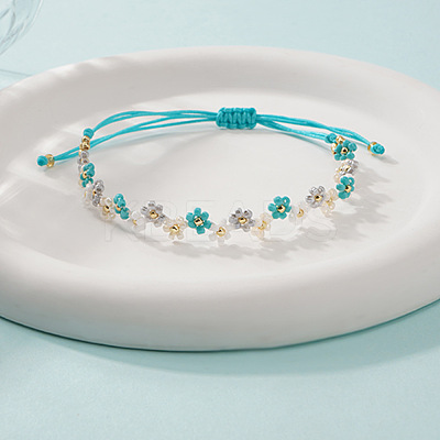 Handmade Glass Seed Bead Woven Flower Braided Bracelets TP2141-1