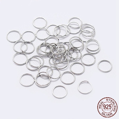 Rhodium Plated 925 Sterling Silver Saw Cut Open Jump Rings STER-F036-02P-0.5x3mm-1