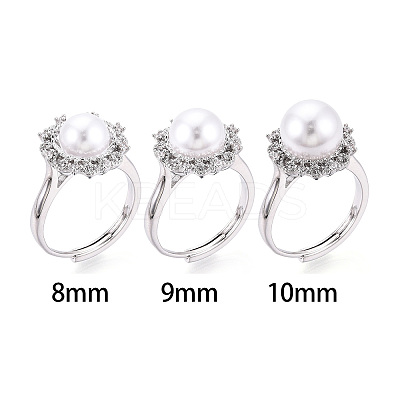 Flower Shape Brass Micro Pave Clear Cubic Zirconia Adjustable Ring Settings KK-T076-45P-1