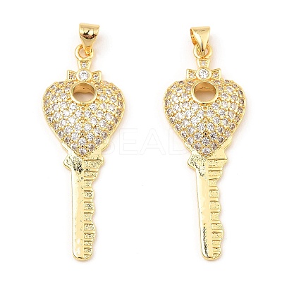 Rack Plating Brass Micro Pave Clear Cubic Zirconia Pendants KK-M253-08G-1