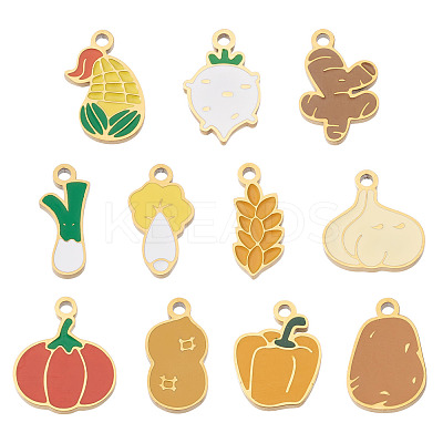 11Pcs 11 Styles Vegetables 304 Stainless Steel Enamel Charms STAS-TA0005-46-1