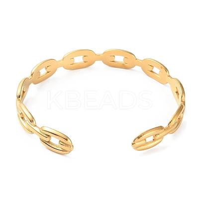 304 Stainless Steel Hollow Oval Cuff Bangles BJEW-F457-28G-1