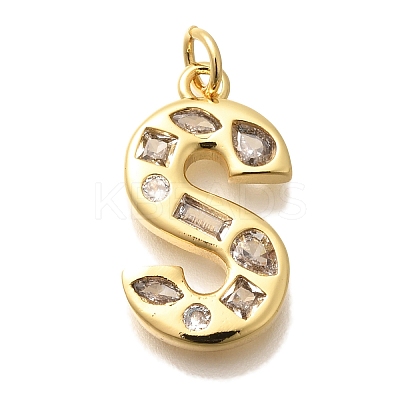 Brass Micro Pave Clear Cubic Zirconia Pendants KK-G521-01G-S-1