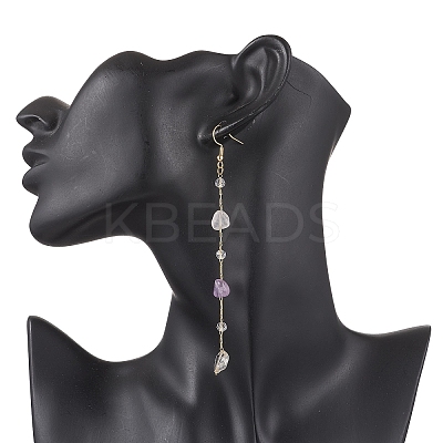 Handmade Natural Amethyst Beaded Chains Earring & Necklaces Sets SJEW-JS01342-02-1