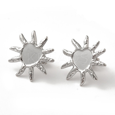 304 Stainless Steel Sun Stud Earrings EJEW-C114-28P-1