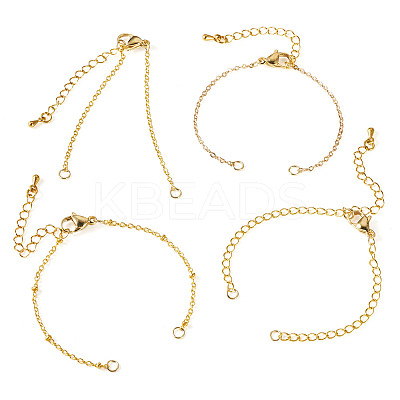 8Pcs 4 Styles Brass Chain Bracelets Making AJEW-TAC00067-1