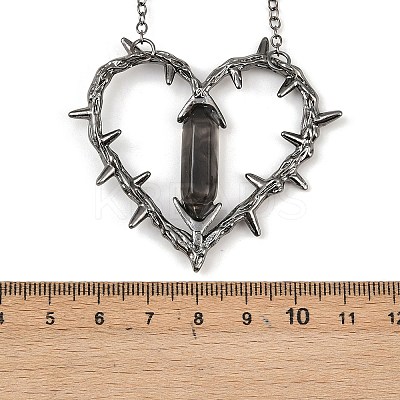 Alloy with Resin Thorned Heart Pendant Necklaces for Women NJEW-Z101-01B-1