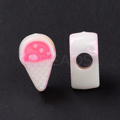 UV Plating Rainbow Iridescent Acrylic European Beads SACR-E009-36-1