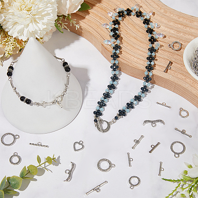 12 Styles Tibetan Style Alloy Toggle Clasps FIND-SC0012-97-1