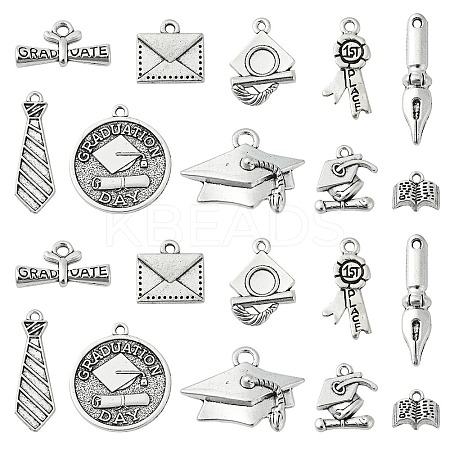 100Pcs 10 Styles Tibetan Style Alloy Pendants TIBEP-CJ0002-63-1