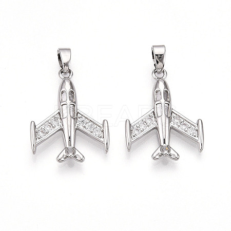Brass Micro Pave Cubic Zirconia Pendants KK-T070-79P-1