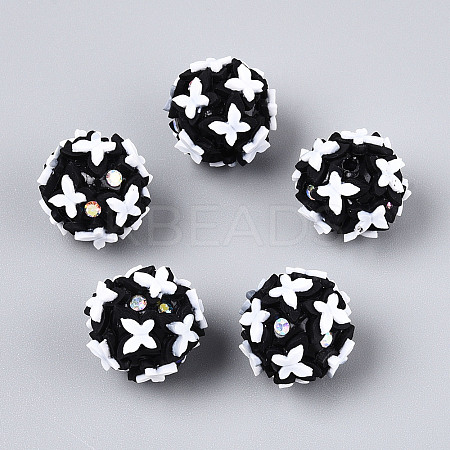 Handmade Polymer Clay Rhinestone and Resin Beads CLAY-T022-01A-1