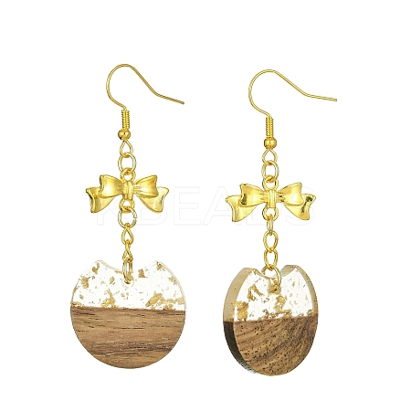 Resin & Walnut Wood Dangle Earrings EJEW-JE05507-03-1