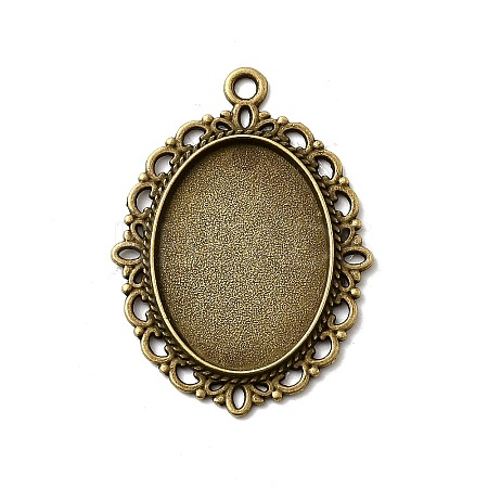 Oval Antique Bronze Color Zinc Alloy Pendant Settings for Cabochon & Rhinestone X-PALLOY-A15257-AB-LF-1