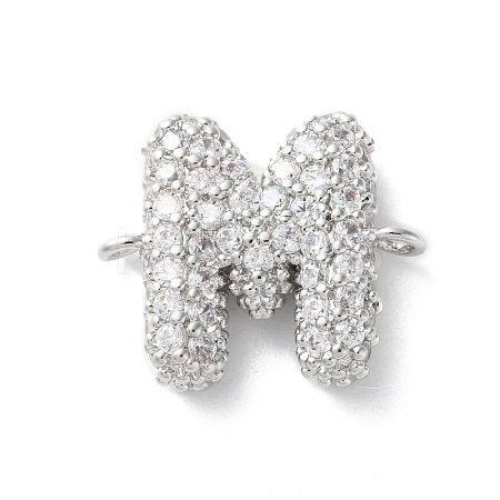 Brass Micro Pave Cubic Zirconia Letter Links KK-I717-04M-P-1