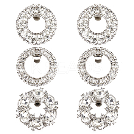 6Pcs 3 Styles Alloy Rhinestone Shoe Buckle Clips AJEW-PH0011-57-1
