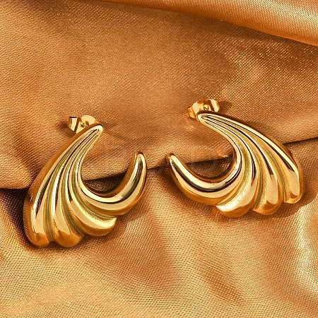 304 Stainless Steel Sea Wave Stud Earrings EJEW-M073-07G-02-1