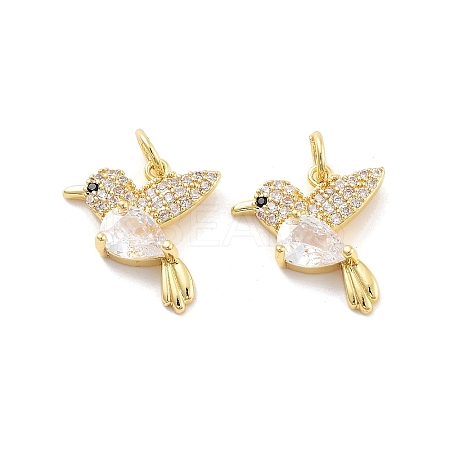 Rack Plating Brass Micro Pave Clear Cubic Zirconia Pendants KK-C063-12G-1