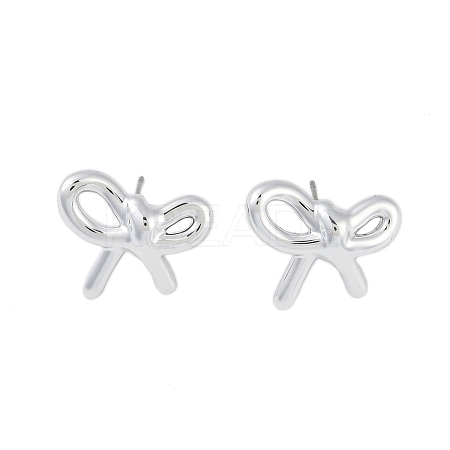 Bowknot CCB Plastic Stud Earrings for Women EJEW-Q382-07P-1