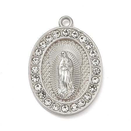 304 Stainless Steel & Rhinestone Pendants STAS-G371-09E-01P-1