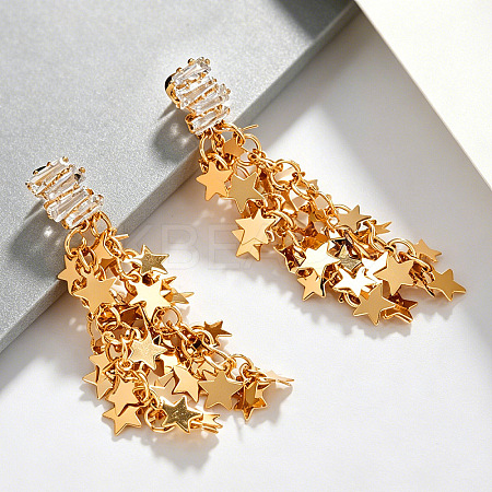 Brass Pave Cubic Zirconia Stud Earrings for Women FS-WG60684-01-1