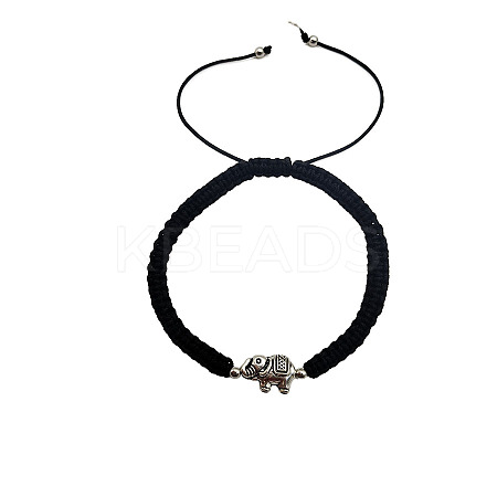 Alloy Elephant Bead Braided Bead Bracelets NI5372-6-1