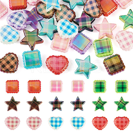 30Pcs 3 Styles Rainbow Iridescent Printed Opaque Acrylic Beads OACR-TA0004-52A-1