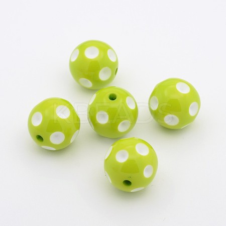 Round Polka Dot Bubblegum Acrylic Beads X-SACR-S146-20mm-03-1