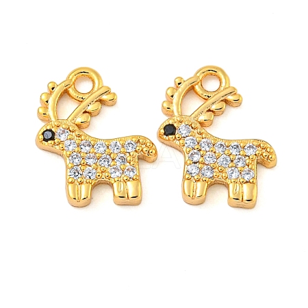 Christmas Theme Brass Clear Cubic Zirconia Pendants KK-N254-28G-1