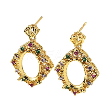Rack Plating Brass with Cubic Zirconia Stud Earrings Finding KK-Z085-07G-1