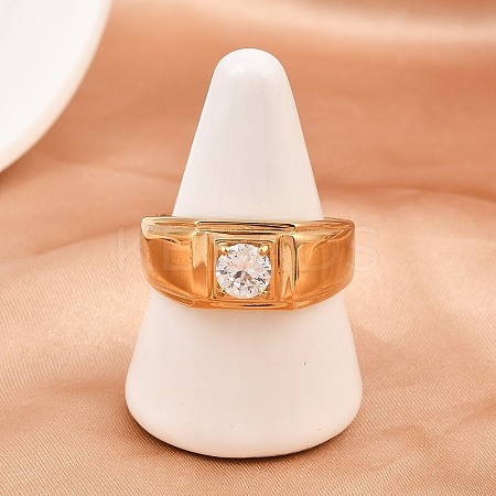 304 Stainless Steel Micro Pave Cubic Zirconia Finger Rings LS-RJEW-D336-08G-1