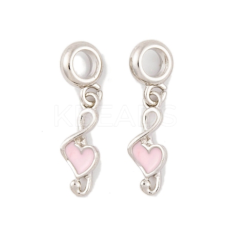 Rack Plating Alloy Pink Enamel European Dangle Charms FIND-C055-14P-1