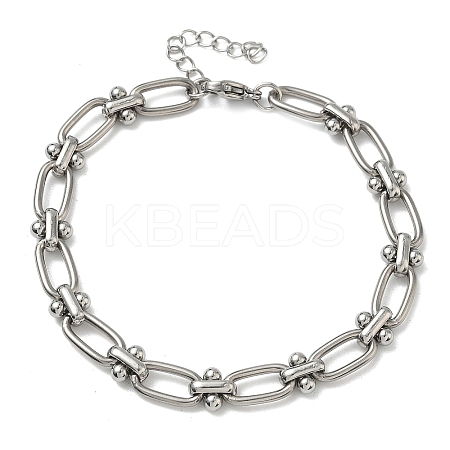 Non-Tarnish 304 Stainless Steel Oval Link Chain Bracelets for Women LS-BJEW-B092-08P-01-1