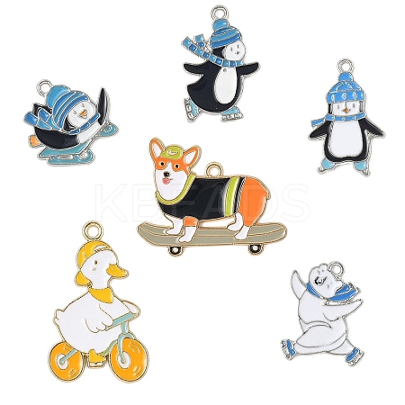 12Pcs 6 Styles Alloy Enamel Pendants ENAM-FP0002-62-1