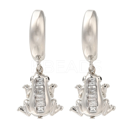 Rack Plating Forg Brass Micro Pave Cubic Zirconia Hoop Earrings EJEW-H016-36P-1