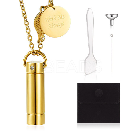 1Pc 304 Stainless Steel Column Urn Ashes Necklace DIY-TA0010-14B-1