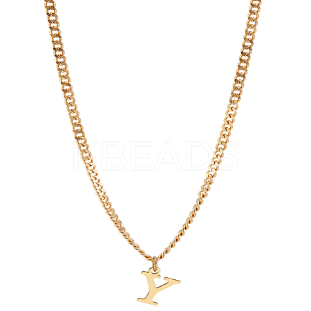 1Pc 304 Stainless Steel Letter Pendant Necklaces NJEW-LP0001-33Y-G-1
