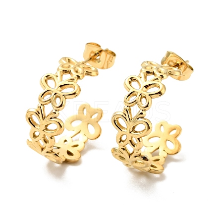 Ion Plating(IP) 304 Stainless Steel Butterfly Wrap Stud Earrings EJEW-A076-02G-1