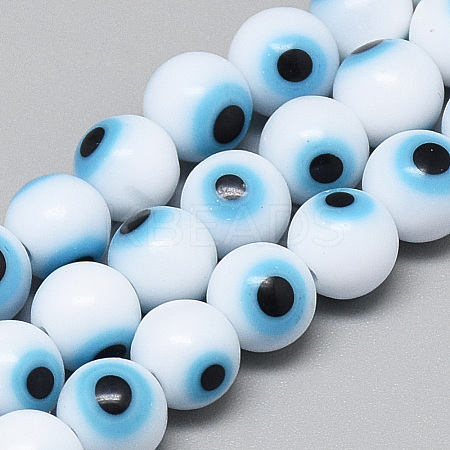 Handmade Lampwork Evil Eye Beads Strands X-LAMP-R140-4mm-01-1