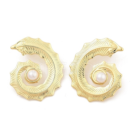 Feather Shape PVD Vacuum Plating 304 Stainless Steel Stud Earrings for Women EJEW-C120-06G-1