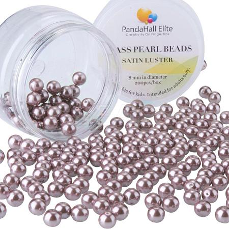Pearlized Glass Pearl Round Beads HY-PH0001-8mm-046-1