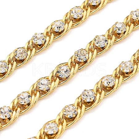 Brass with Rhinestone Link Chains AJEW-Z028-02G-1