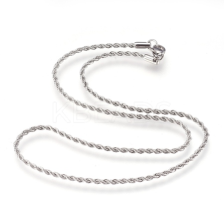 Non-Tarnish 304 Stainless Steel Rope Chains Necklaces LS-NJEW-G313-14P-1