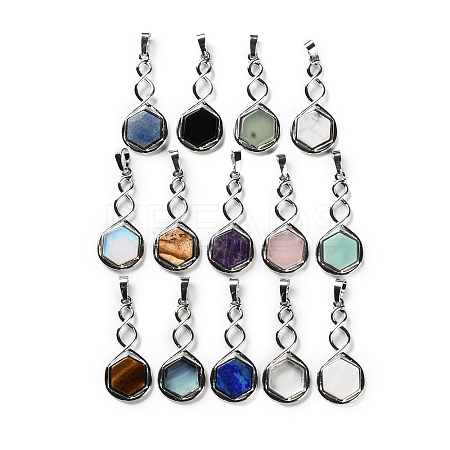 Gemstone/White Shell Pendants G-F777-05P-1